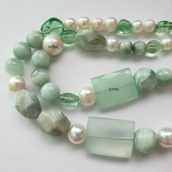 Stephen Dweck Sterling Silver Fresh Water Pearl & Gemstone Necklace 19" - Picture 3 of 5